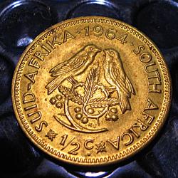 Afrique du sud piece de 1/2C 1964 (Jan Van Riebeek) diametre 25,5mm