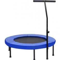 Trampoline de fitness noir et bleu 102 cm avec poignée et coussin de sécurité - Idéal pour enfants