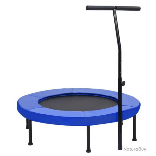 Trampoline de fitness noir et bleu 102 cm avec poigne et coussin de scurit - Idal pour enfants
