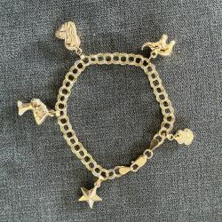 Bracelet en or massif 14 carats - charms - breloques - 19 cm