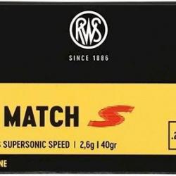 Munitions RWS 22 LR Rifle Match S 2.6g 40gr x2 boites