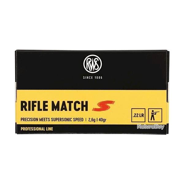 Munitions RWS 22 LR Rifle Match S 2.6g 40gr x2 boites