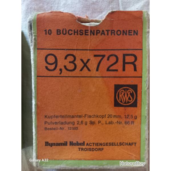 Lots de 28 balles RWS - 12.5 gr calibre 9.3x72R