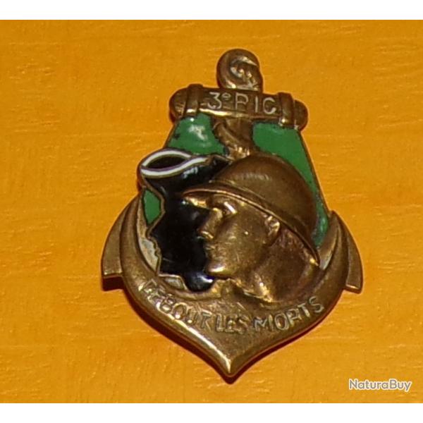 3 Rgiment d'Infanterie Coloniale, mail , ttes de soldats noire et or brochant sur une ancre fond