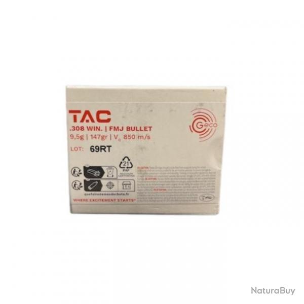 Munitions GECO cal.308win tac fmj 147gr 9.5g par 200