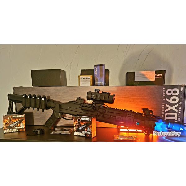 HDX 68 TACTIQUE CUSTOM 18 JOULES + TRACEUR/ RED DOT/LAMPE TACTIQUE /RAILS PICATINNY X4/CO2 MARSHALS