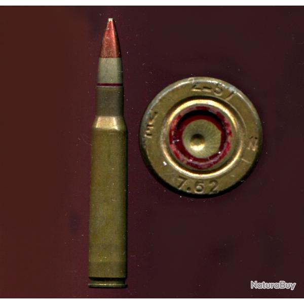 .30-06 traante France priode Guerre d'Algrie -  balle nickel pointe rouge peu courante