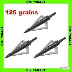 PROMOTION Blister de 3 Pointes de chasse Tri Lames 125 GRAINS Idéal Gros gibier pour arc ou arbalète