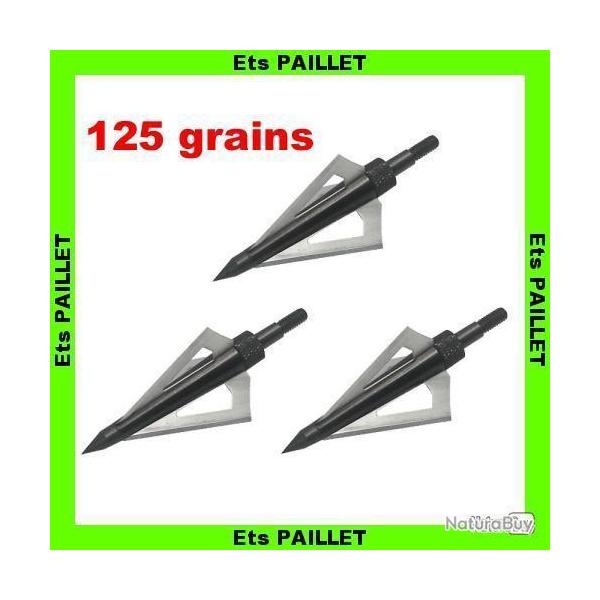PROMOTION Blister de 3 Pointes de chasse Tri Lames 125 GRAINS Idal Gros gibier pour arc ou arbalte
