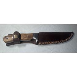 Couteau de chasse In'Forest IF4 Olivier - Lame 12 cm + étui cuir - Neuf en boîte