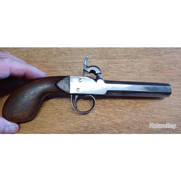 Superbe ancien pistolet  coffre  percussion en trs bon tat