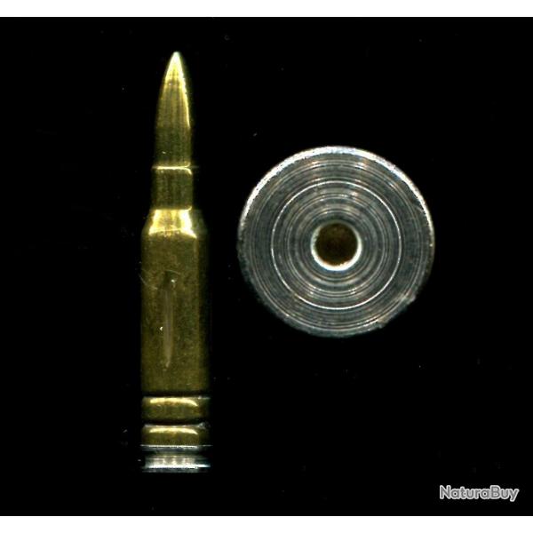 7.62 x 51 NATO de manipulation - tui et balle monobloc en laiton flut  - culot acier