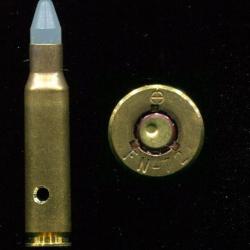 7.62 x 51 FAL Belgique  - Balle conique plastique translucide -  marquage : symbole OTAN  F N