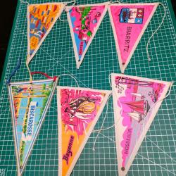 COTE BASQUE LOT DE 6 FANIONS TOURISTIQUES VINTAGE