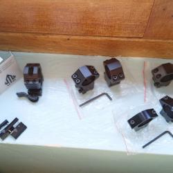 fixations pour lunettes de tir 25mm, différentes hauteurs.