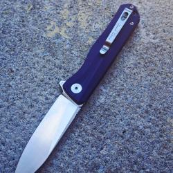 Couteaux PETRIFIED FISH PF818, pliant assisté flipper, acier D2, manche G10 violet