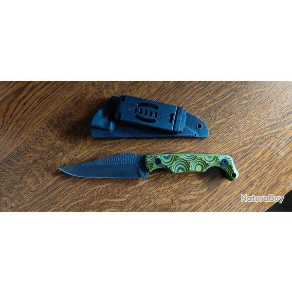 Couteau Fixe tactique , acier 1095 / 59  60 HRC / 22 cm / kydex / G10