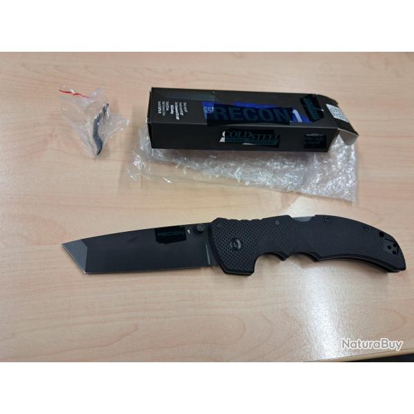 Couteau pliant Tanto extrieur froid, noir, acier AUS10A, tri-ad-lock , militaire, Survival, chasse,