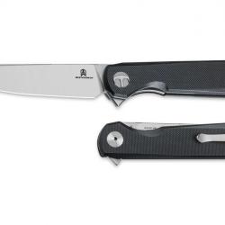 Couteau BESTECHMAN Flick Black Lame Drop Point SW Acier D2 Manche G10 Liner Lock KIVT Clip BTKMK13A