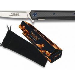 Tokisu 18450 Couteau pliant de poche EDC Fibre de Carbone/G10