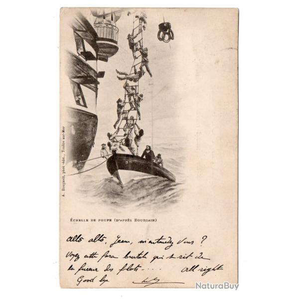 CPA - Marine Militaire -CHELLE DE POUPE ( DAPRES BOURGAIN  ) -  N3284
