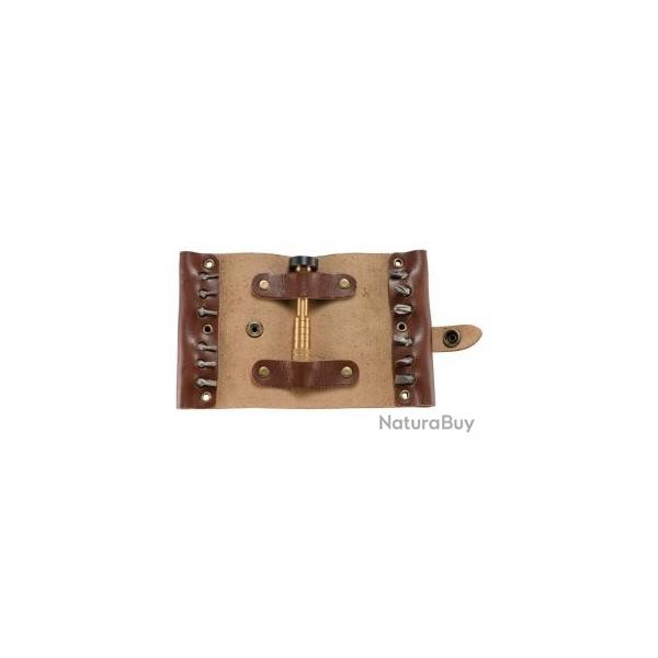 Outil CRKT HEX BIT DRIVER TOOL ROLL + trousse  enrouler cuir marron