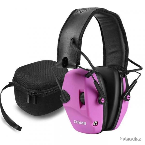 Casque antibruit lectronique zohan + sacoche - rose - livraison gratuite