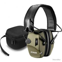 Casque antibruit électronique zohan + sacoche - vert - livraison gratuite