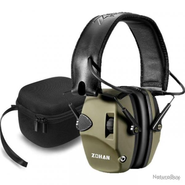 Casque antibruit lectronique zohan + sacoche - vert - livraison gratuite