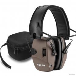 Casque antibruit électronique zohan + sacoche - marron - livraison gratuite