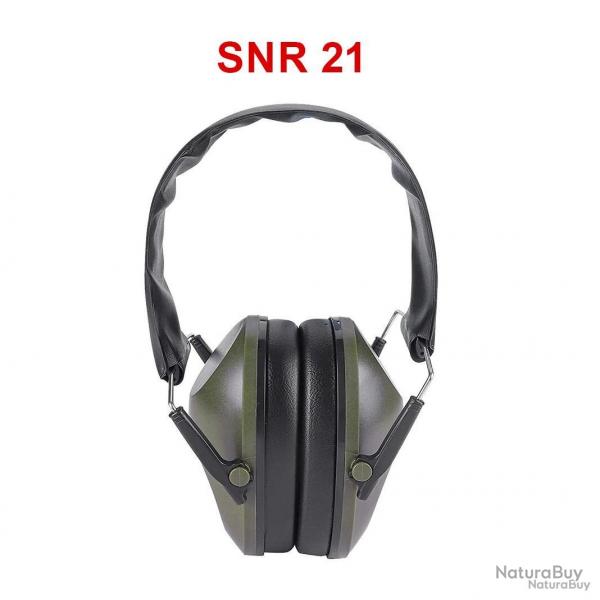 Casque antibruit chasse tir - snr21 - vert - livraison gratuite