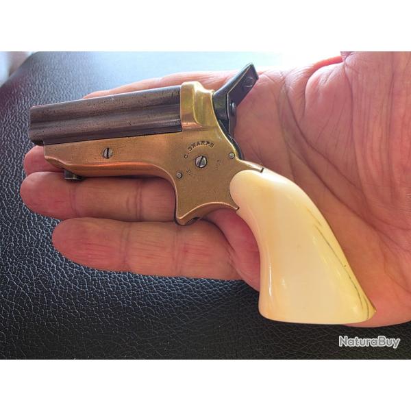 DERRINGER SHARPS & CIE PHILADA.PA.         PATENT 1859 - 4 Canons - Cal 22 LR Short Plaquettes en IV
