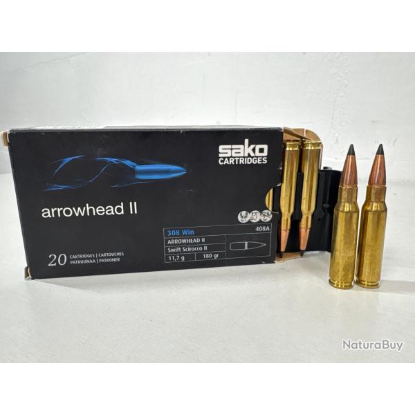 !! NEUF !! 1 BOITE DE BALLES (20 BALLES) SAKO ARROWHEAD II CALIRE 308WIN 180GR