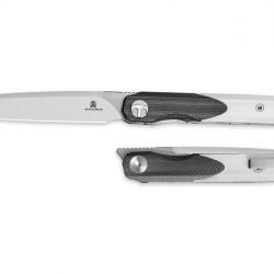 Couteau BESTECHMAN Lanza Black+White G10 Lame Acier 14C28N Manche G10 Liner Lock Clip BTKMK14A