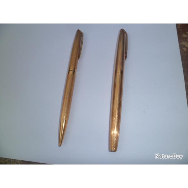 PARURE DE PLUME ET CRITERIUM WATERMAN EN OR 18K