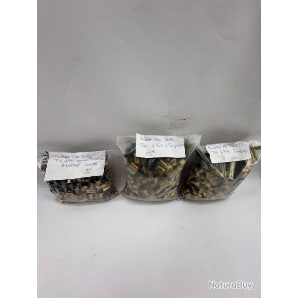 Lot 300/500/500 douilles fiocche/mfs/geco vrac 9x19 mlang tir 1 fois