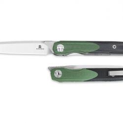 Couteau BESTECHMAN Lanza OD Green+ Black G10 Lame Acier 14C28N Manche G10 Liner Lock Clip BTKMK14C