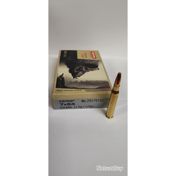 20 MUNTIONS NORMA VULKAN - 7X64 - 11G - 170GR - NEUF