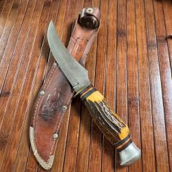 COUTEAU - POIGNARD ALLEMAND SKINNER KNIFE 496 PAR EDGE BRAND A SOLINGEN ANNÉE 1945-1955