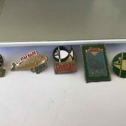 LOT DE 5 PIN'S MARQUE SENSAS, COLLECTION (2)