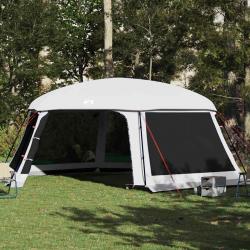 Tente piscine toit amovible parois maille gris 670x590 cm alsavelo