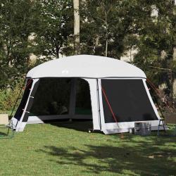 Tente piscine toit amovible parois maille gris 618x532 cm alsavelo