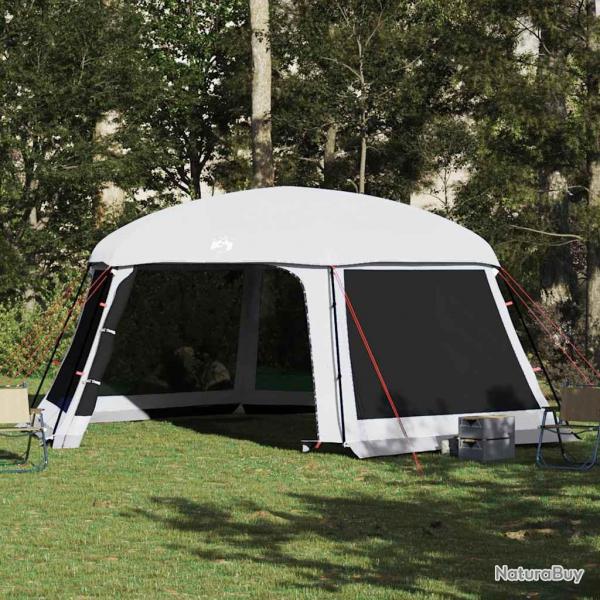 Tente piscine toit amovible parois maille gris 618x532 cm alsavelo