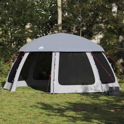 Tente piscine toit amovible parois maille gris 510x510 cm alsavelo