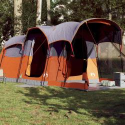Tente familiale tunnel 8 personnes gris et orange imperméable alsavelo