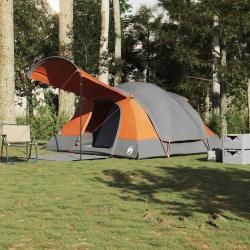 Tente familiale tunnel 8 personnes gris et orange imperméable alsavelo