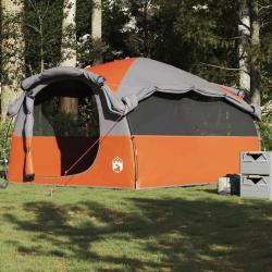 Tente familiale tunnel 6 personnes gris et orange imperméable alsavelo