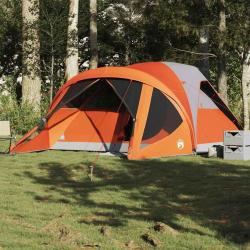 Tente familiale tunnel 6 personnes gris et orange imperméable alsavelo
