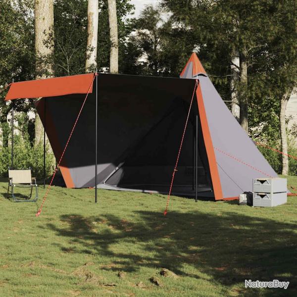 Tente familiale tipi 6 personnes gris et orange impermable alsavelo