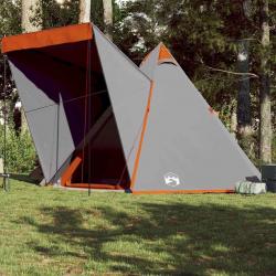 Tente familiale tipi 6 personnes gris et orange imperméable alsavelo